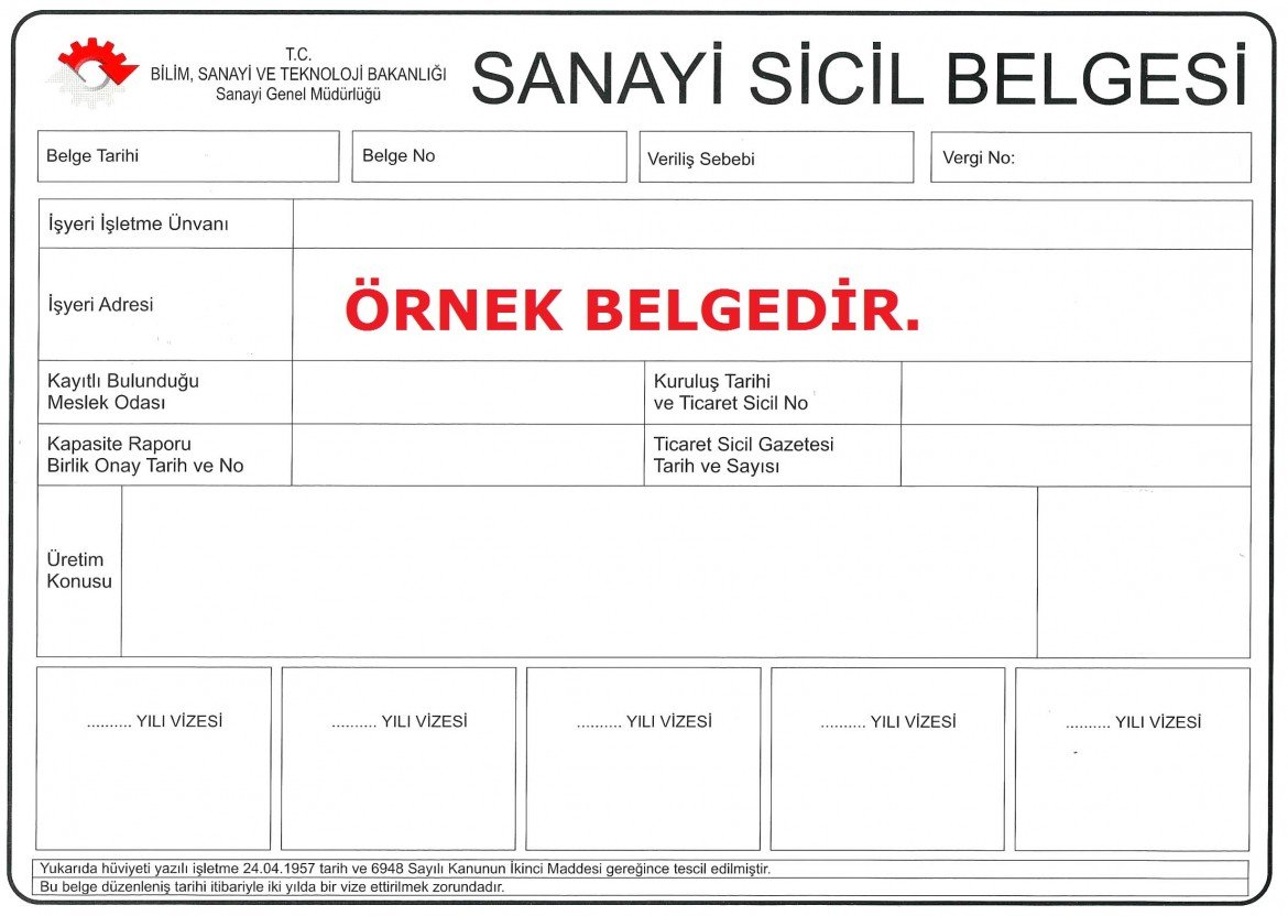 Sanayi Sicil Belgesi